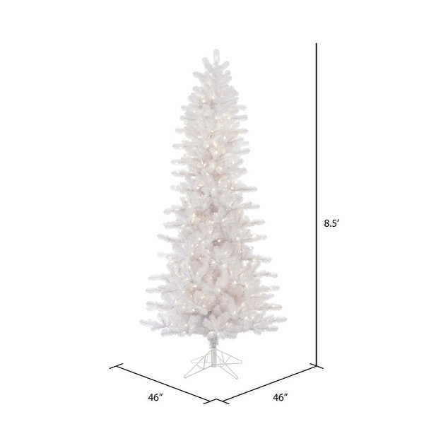 Vickerman 8.5' Crystal White Pine Slim Artificial Christmas Tree，Pure White LED Lights