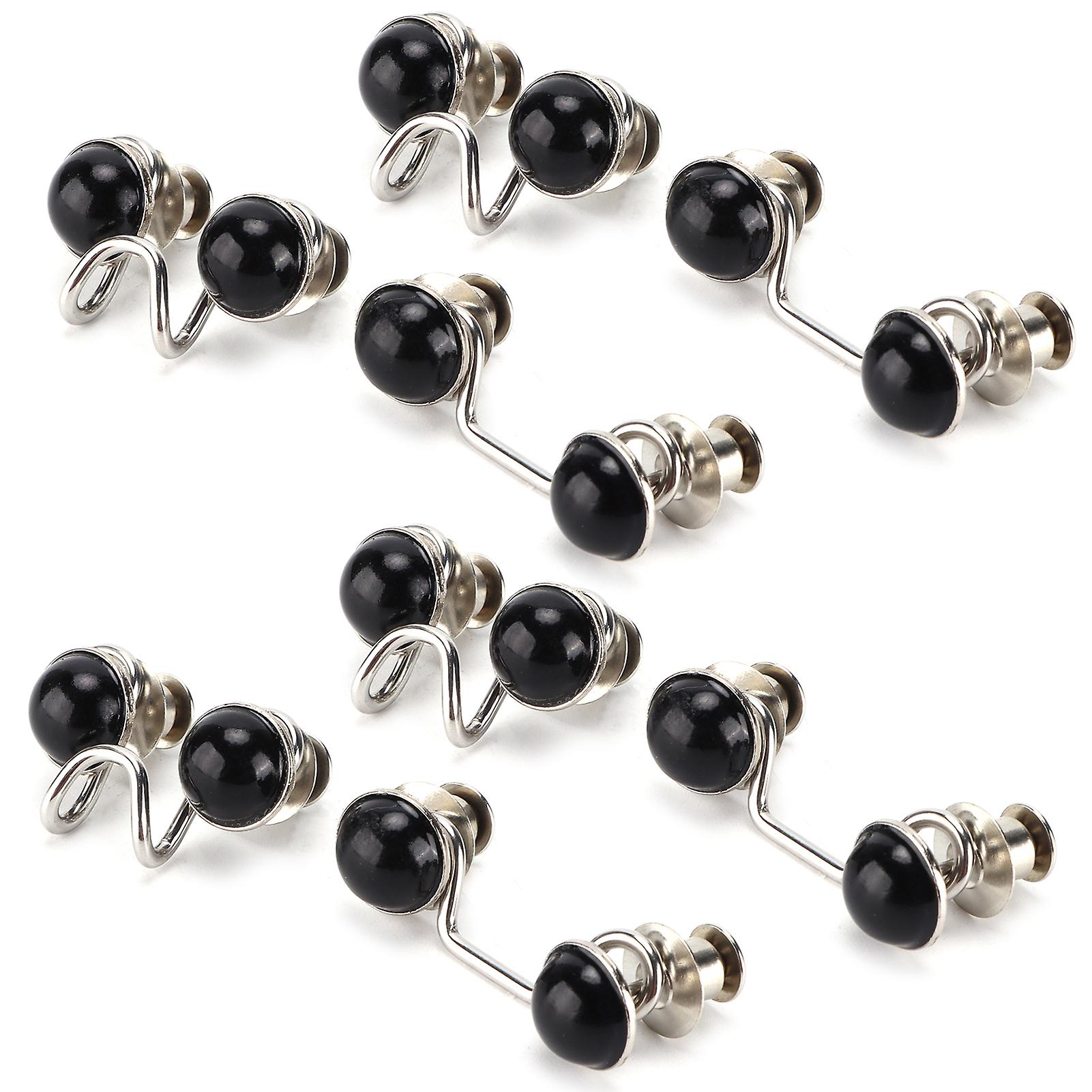 16pcs Button Pins Reusable Sturdy Durable Detachable Card Slot Design Convenient Jean Buttonsmall Black Pearl