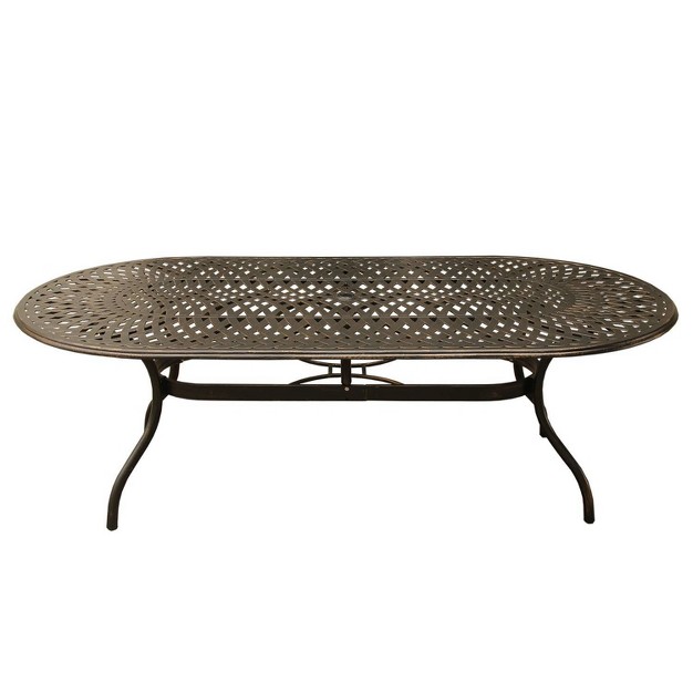 Oval Modern Outdoor Mesh Lattice Aluminum Dining Table Bronze Oakland Living