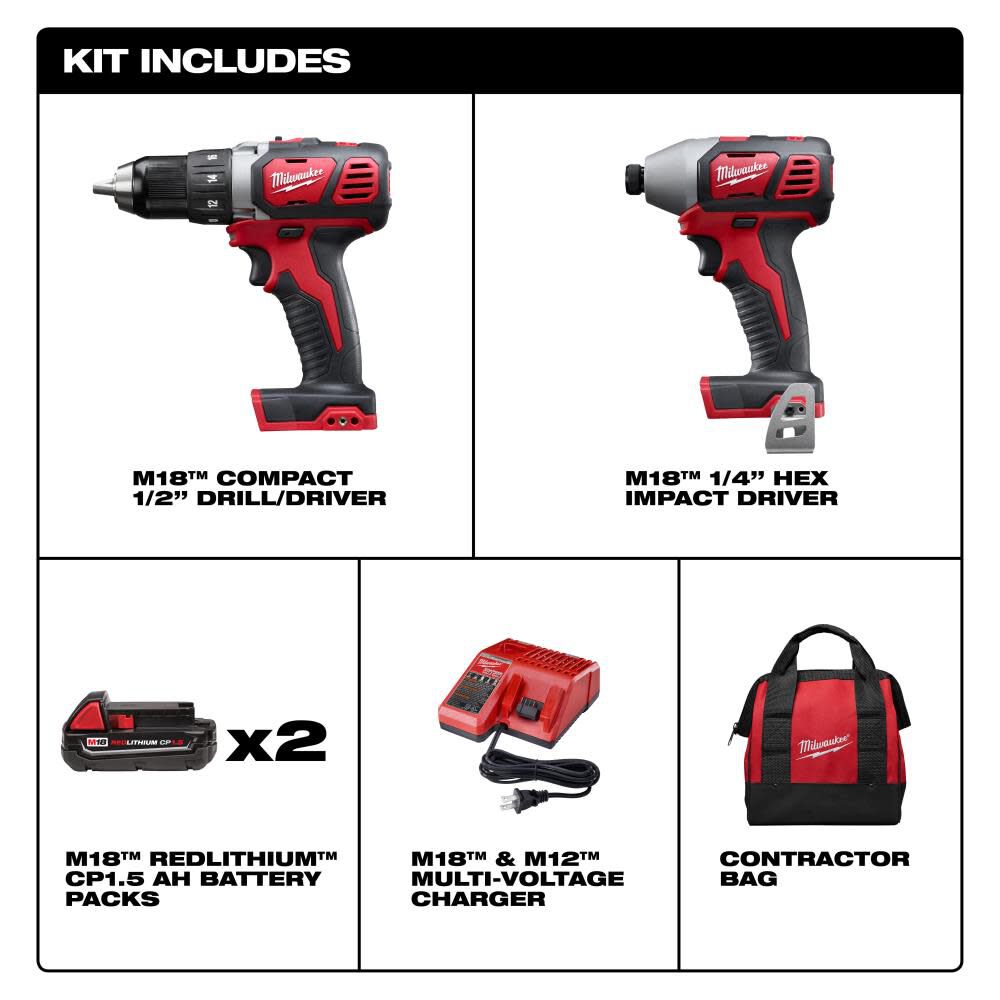 Milwaukee M18 Cordless Lithium-Ion 2-Tool Combo Kit 2691-22 from Milwaukee