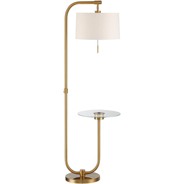 Tall Brass Usb Charging Port White Drum Shade For Living Room Bedroom Office House