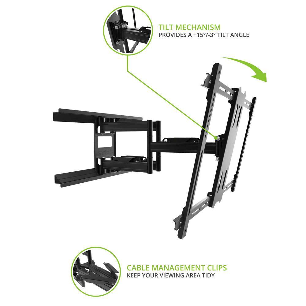 KANTO Galvanized Outdoor Full Motion TV Wall Mount with 22 in. Extension from Wall for 37 in. - 75 in. TVs PDX650G