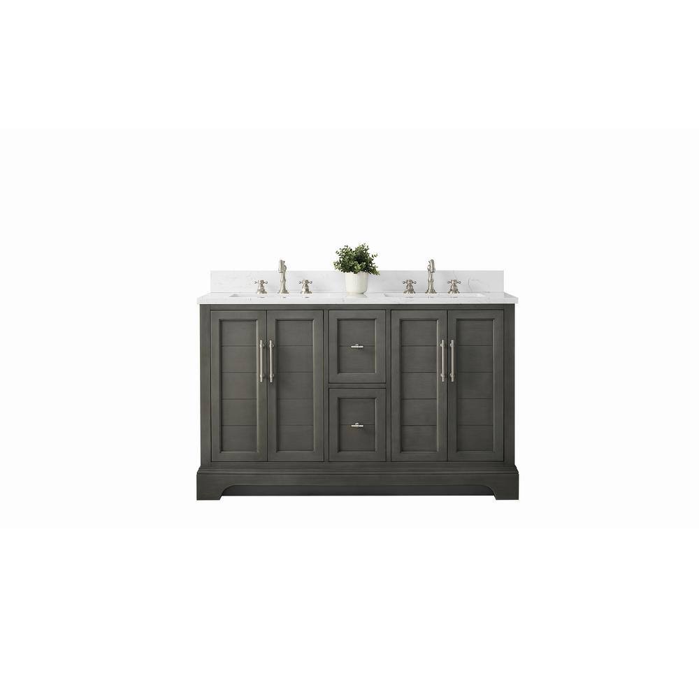 Vanity Art Chambery 54 in. W x 22 in. D x 34.5 in. H Bathroom Vanity in Silver Grey with Engineered Marble Top VA5054-SG