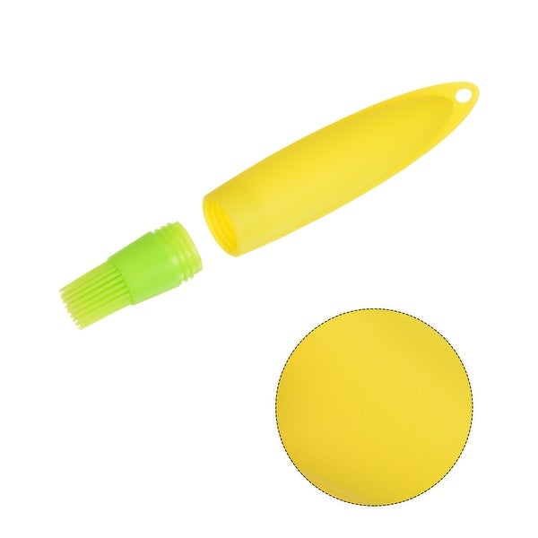 2pcs Silicone Oil Bottle Brush Tip Tail with Cap for BBQ Baking， Green+Yellow