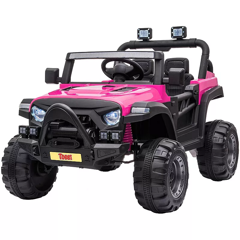 TOBBI 12 Volt Electric Remote Control Kids Toy Ride On Truck， Rose Red