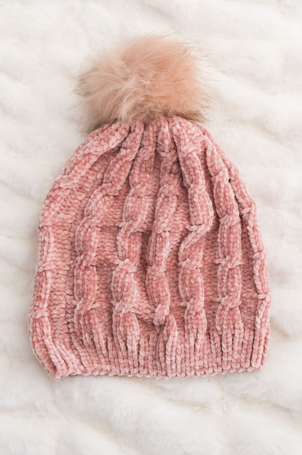 Stay Cozy Chenille Pom Pom Beanie