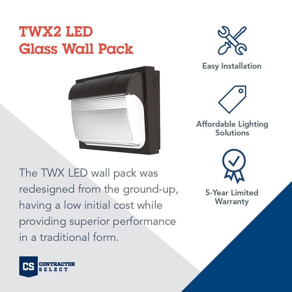 Lithonia Lighting Contractor Select TWX2 250-Watt Equivalent Integrated LED Dark Bronze Wall Pack Light Adjustable Lumen Output 5000K TWX2 LED ALO 50K MVOLT DDBTXD