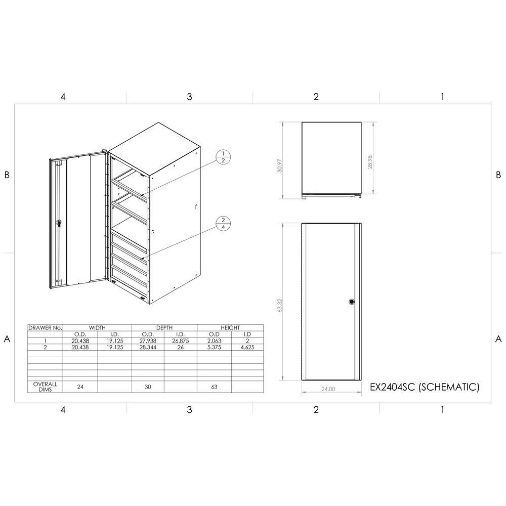 Extreme Tools 24 in. 4-Drawer 2-Shelf Professional Side Tool Chest in Black EX2404SCBK