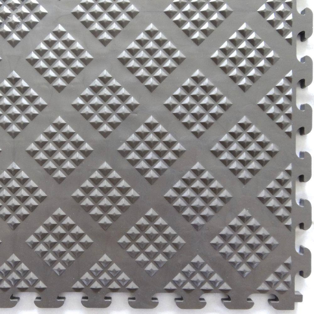 Norsk Multi-Purpose 18.3 in. x 18.3 in. Metallic Graphite PVC Garage Flooring Tile with Raised Diamond Pattern (6-Pieces) NSMPRD6MG