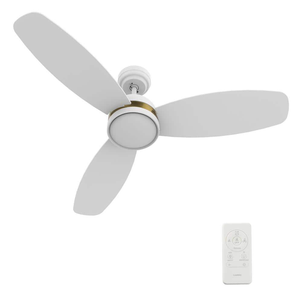 CARRO Biscay 48 in Dimmable LED IndoorOutdoor White Smart Ceiling Fan with Light and Remote Works with AlexaGoogle Home