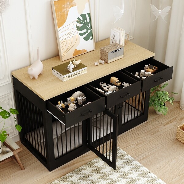 Modern Large Dog Crate with Storage Drawers