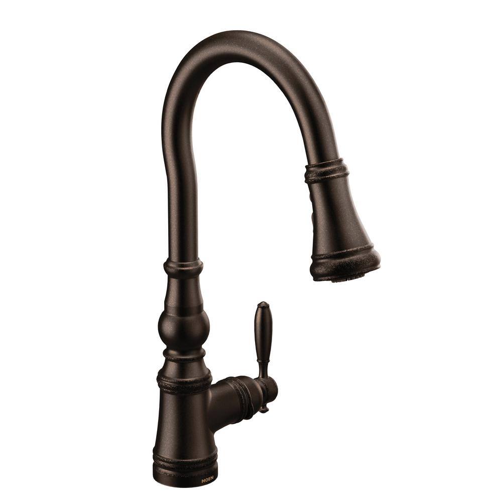 MOEN Weymouth Single-Handle Pull-Down Sprayer Kitchen Faucet in Oil-Rubbed Bronze S73004ORB