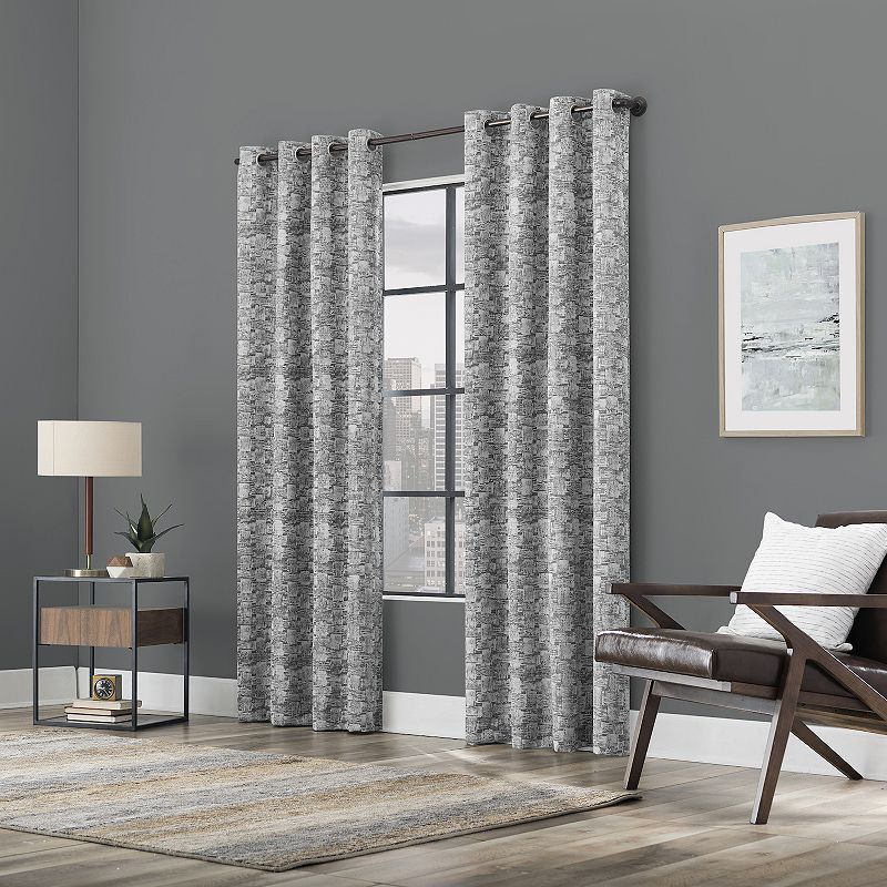 Scott Living Osaka Inverted Brushstrokes Cotton Blend 100% Blackout Grommet Window Curtain