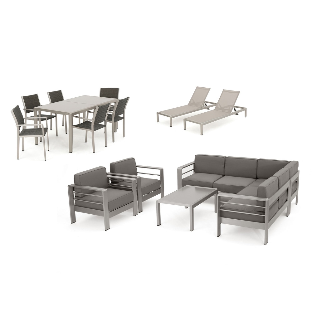 Cape Coral Outdoor 15 piece Entertainment Seating Set with Cushions by Christopher Knight Home