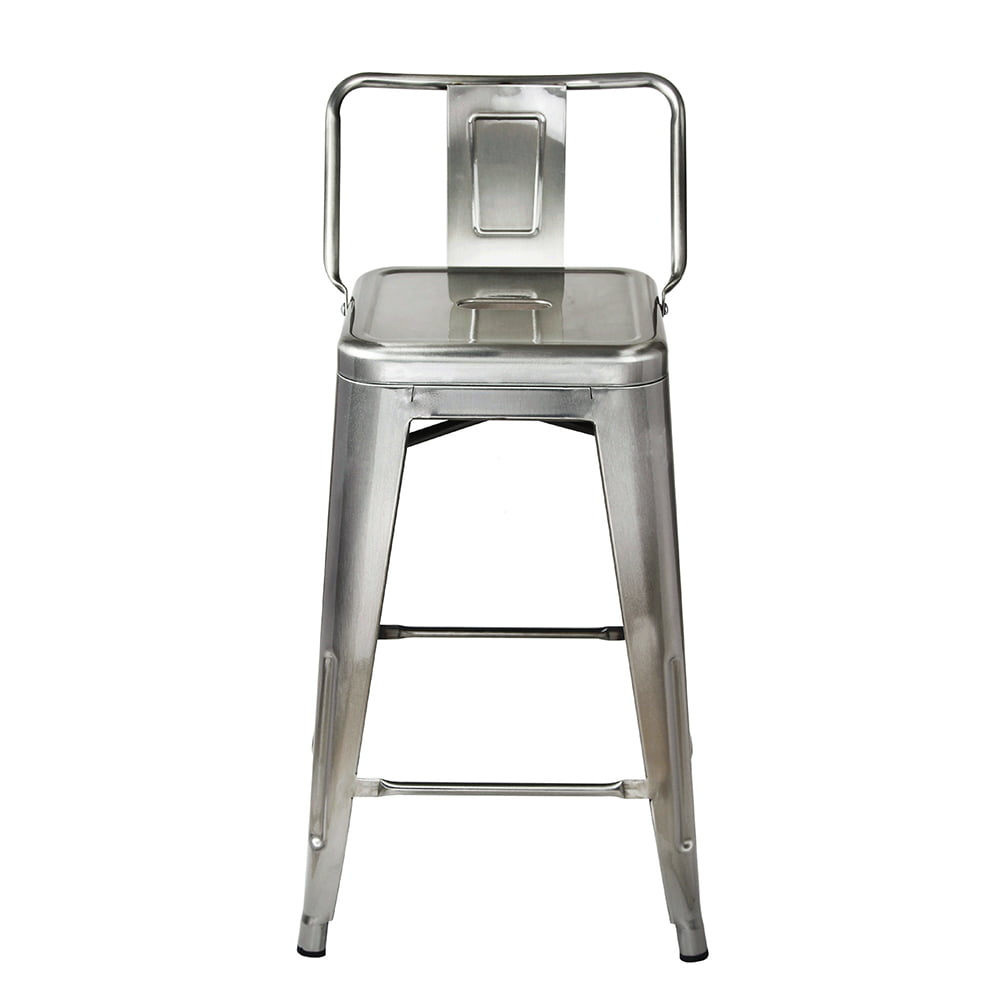 GIA Design Group 24 Inch Counter Height Low Back Metal Stool， Gunmetal