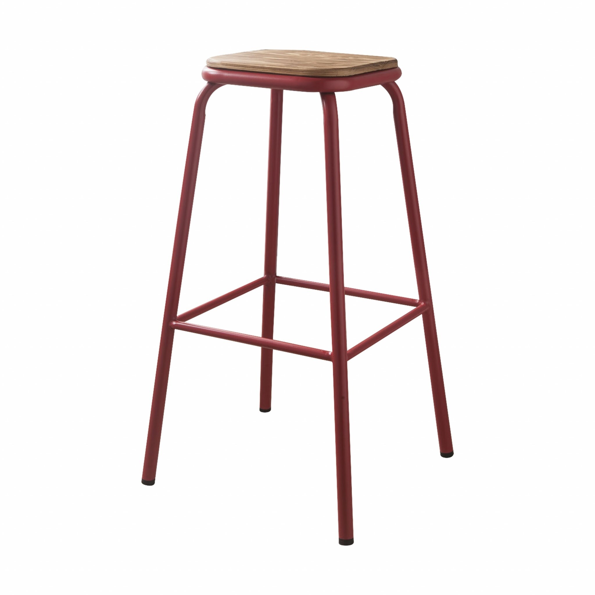 Set of 2 30' Red and Natural Backless Stools - 16' x 30' x 16'