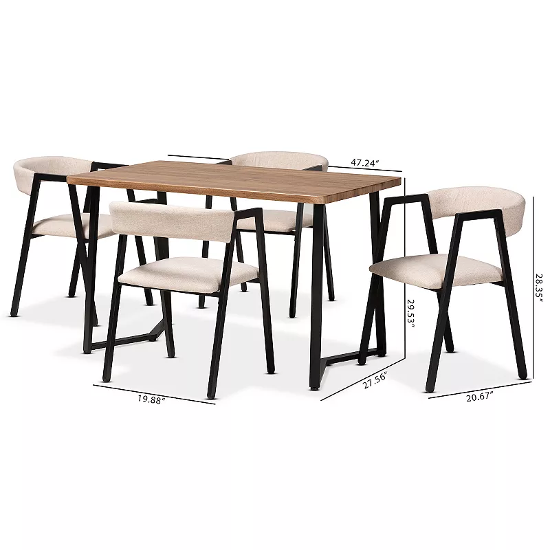 Baxton Studio Delgado Dining Table 5-Piece Set