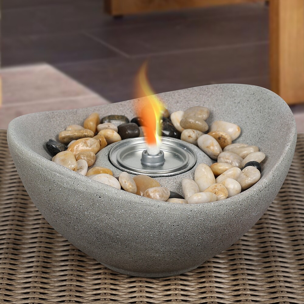 Aoodor Portable Concrete Fire Pit   Indoor/Outdoor Tabletop Fireplace for Balcony  Patio Decor