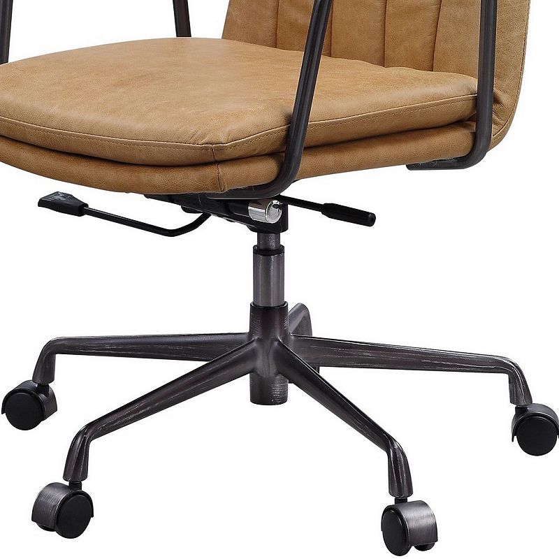 Office Chair with Channel Tufting， Rum and Black