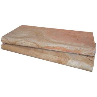 MSI 12 in. x 24 in. Porcini Brushed Travertine Pool Coping (40-Pieces80 sq. ft.Pallet) TPOR1224HUF