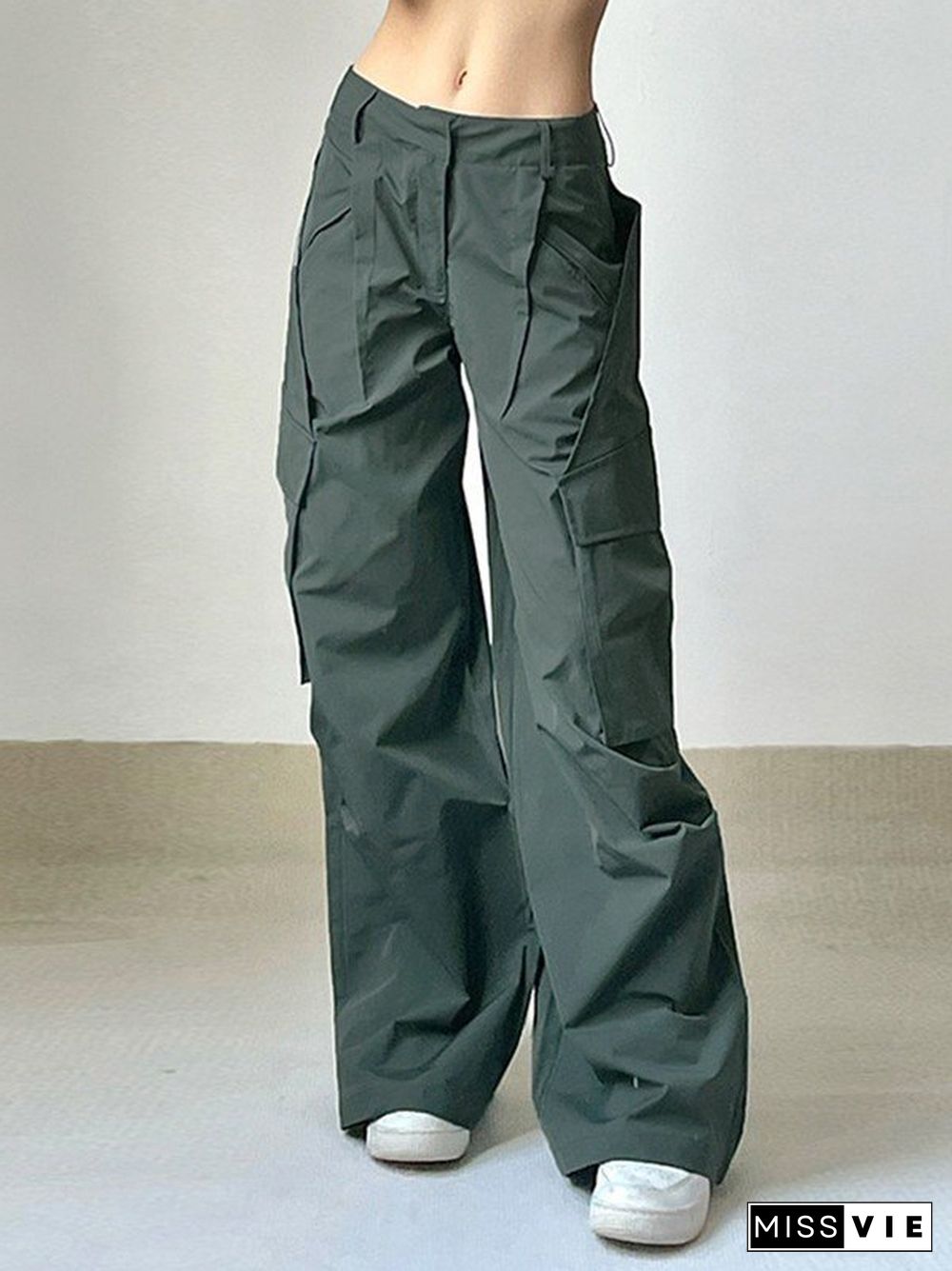 Ruched Pleated Baggy Parachute Cargo Pants