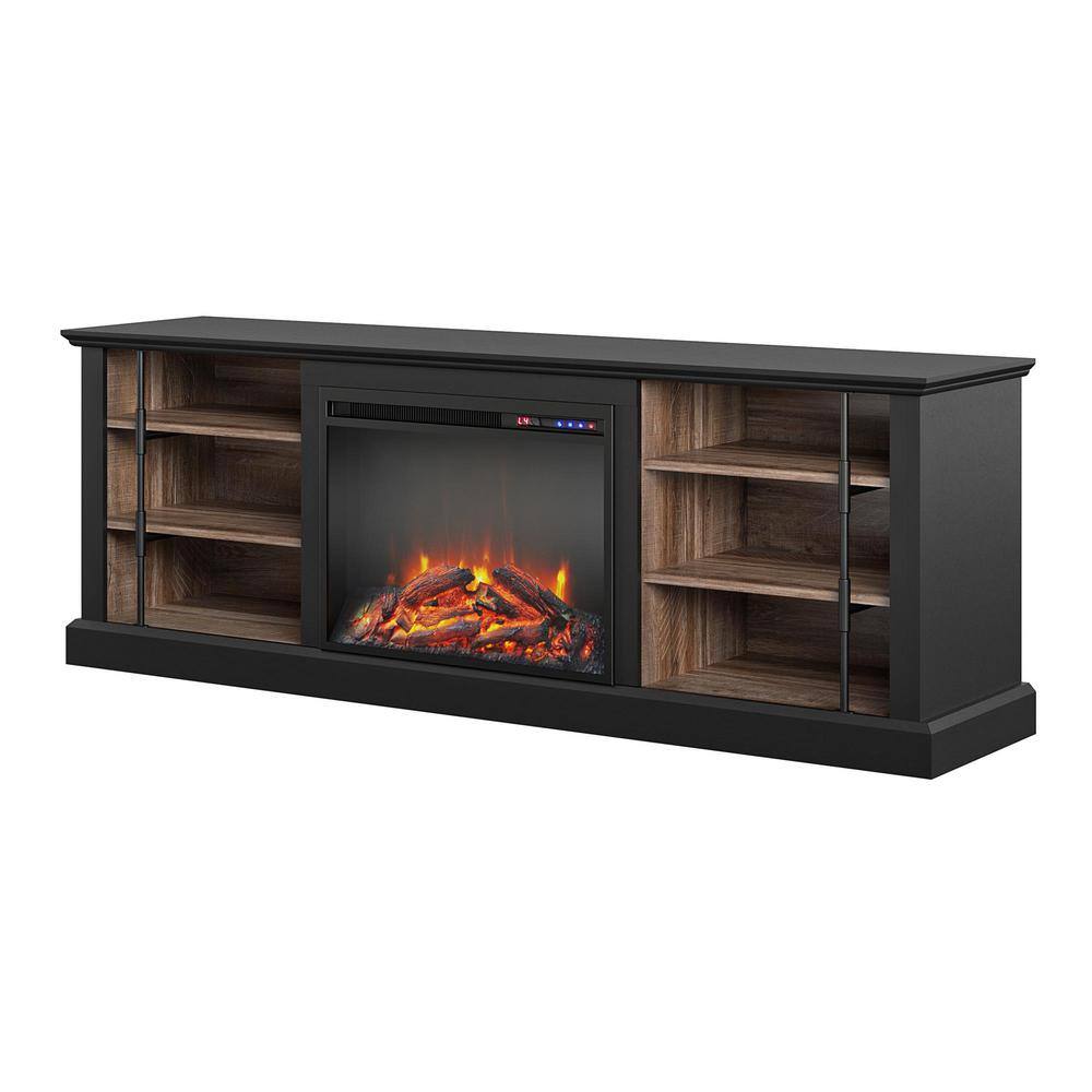 Ameriwood Home Topeka 66.5 in. Freestanding Electric Fireplace TV Stand for TVs up to 70 in. Black HD44958