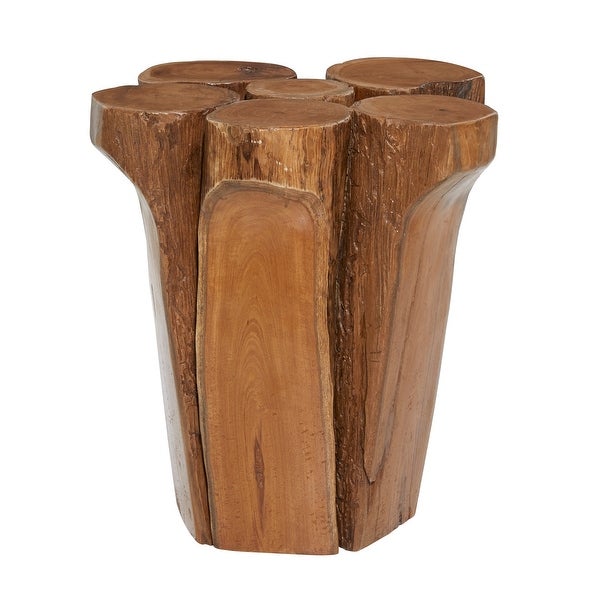 Brown Teak wood Rustic Stool 16 x 16 x 16 - 16 x 16 x 16