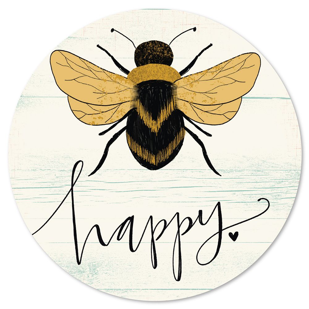 Courtside Market Bee Happy Circular Board Wall Art