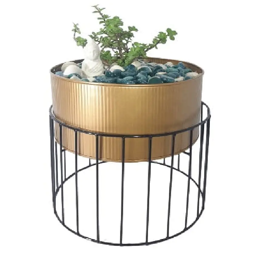 Classic   Unique Design Gold plated metal Planter for garden decoration metal pot in wholesale price customized planter plant po