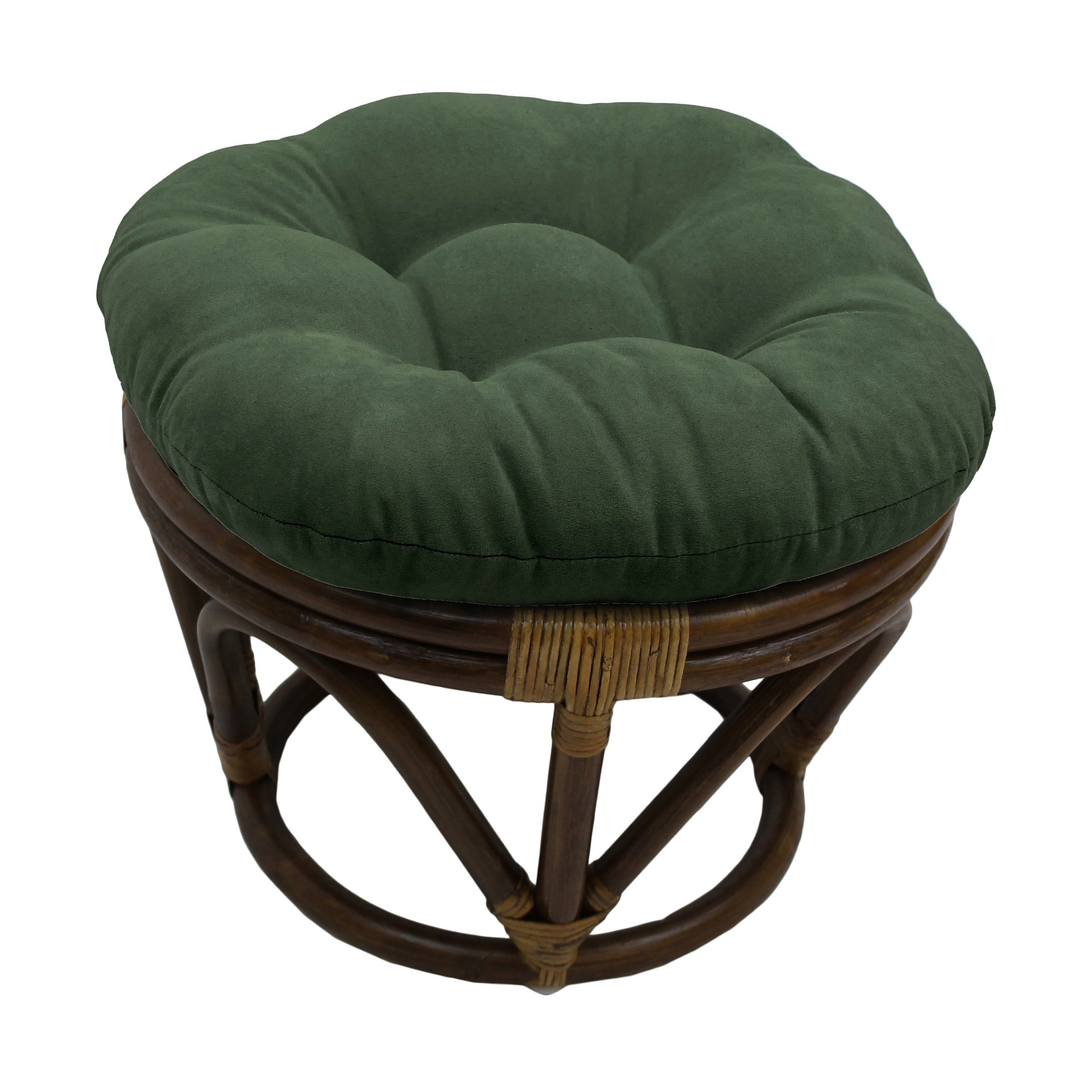 18-inch Round Solid Micro Suede Tufted Footstool Cushion - Hunter Green