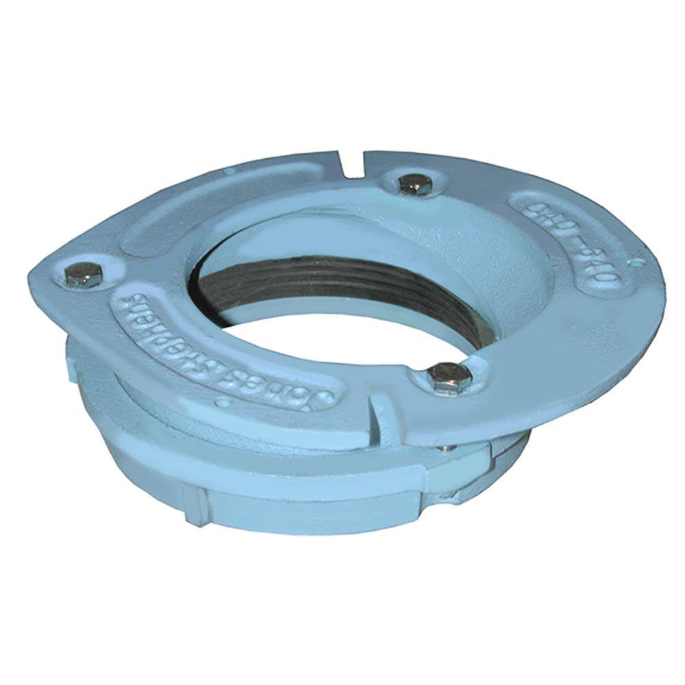 JONES STEPHENS 4 in. x 2 in. No Caulk Code Blue Cast Iron Water Closet Flange with 1 in. Offset C40640