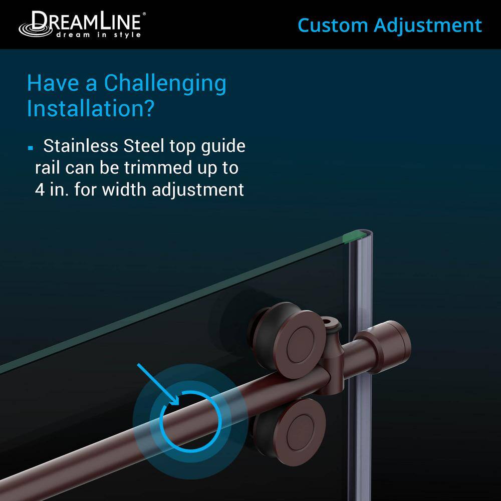 DreamLine Enigma-XO 55-59 in. W x 62 in. H Fully Frameless Sliding Tub Door in Oil Rubbed Bronze SHDR-61606220-06