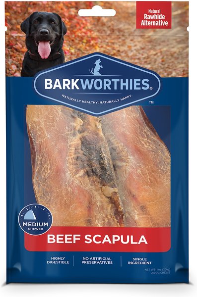 Barkworthies Beef Scapula Grain-Free Dog Treats， 2 count