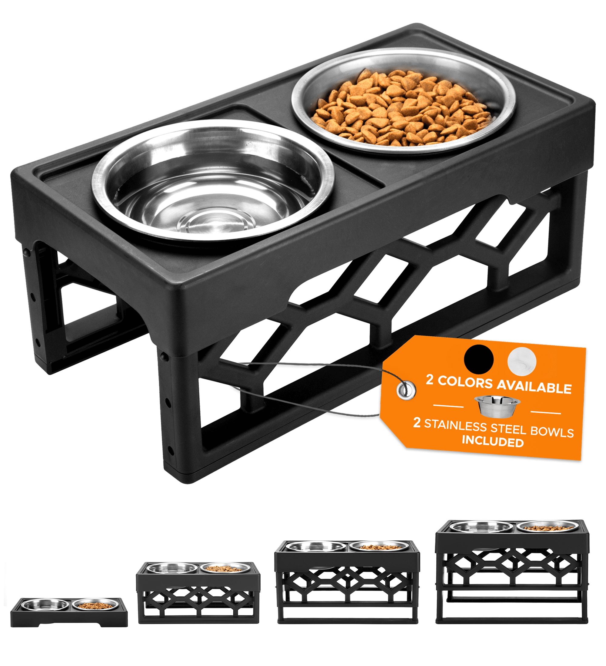 AVERYDAY Small/Medium Elevated Dog Bowl Set Includes 2 Dog Food and Water Bowls, 4 Neater Heights 2.1", 5.6", 6.5", 7.2" of Dog Feeding Station, Raised Dog Food Bowls Stand for Small Medium Sized Dogs