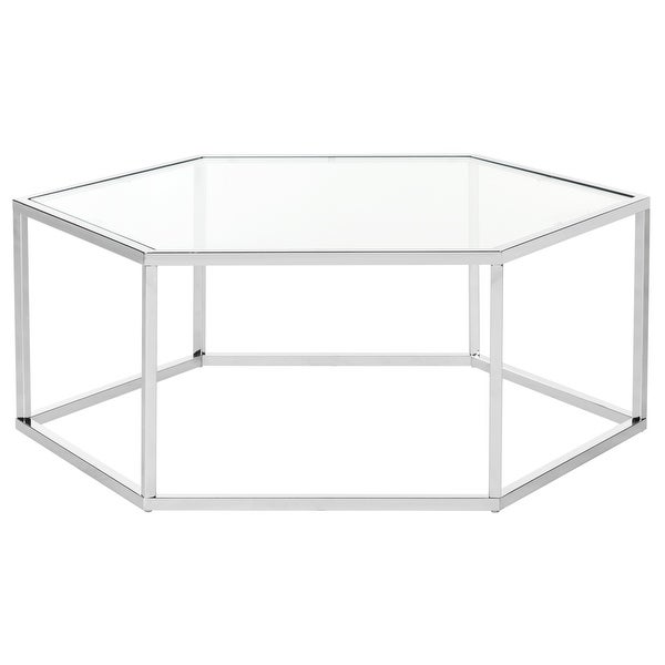 SAFAVIEH Eliana Glass Chrome Hexagon Coffee Table - 36.2