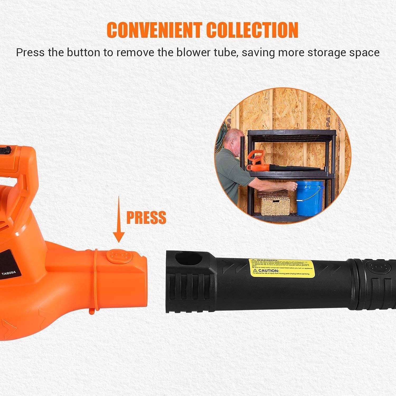 850W Electric Leaf Blower, 2 Speed Mode