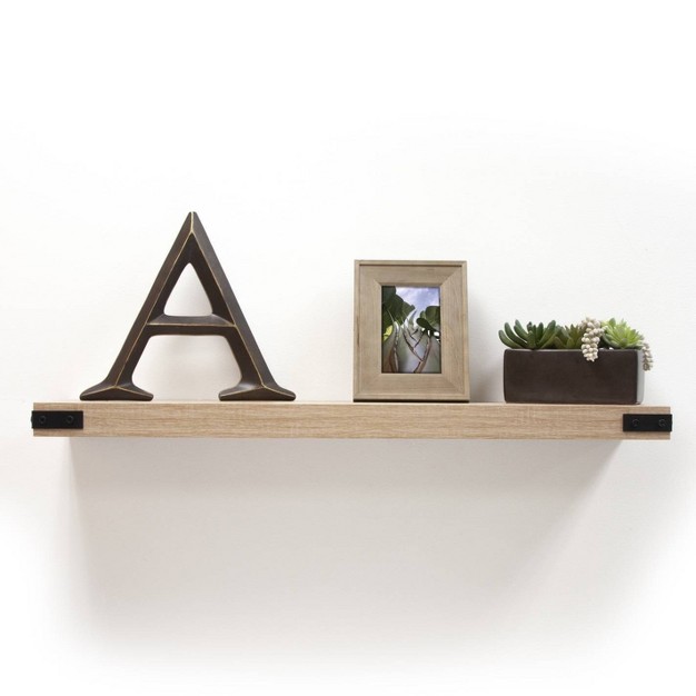 X 9 2 quot Floating Shelf Wall Mounted With Metal Corners White Oak Inplace