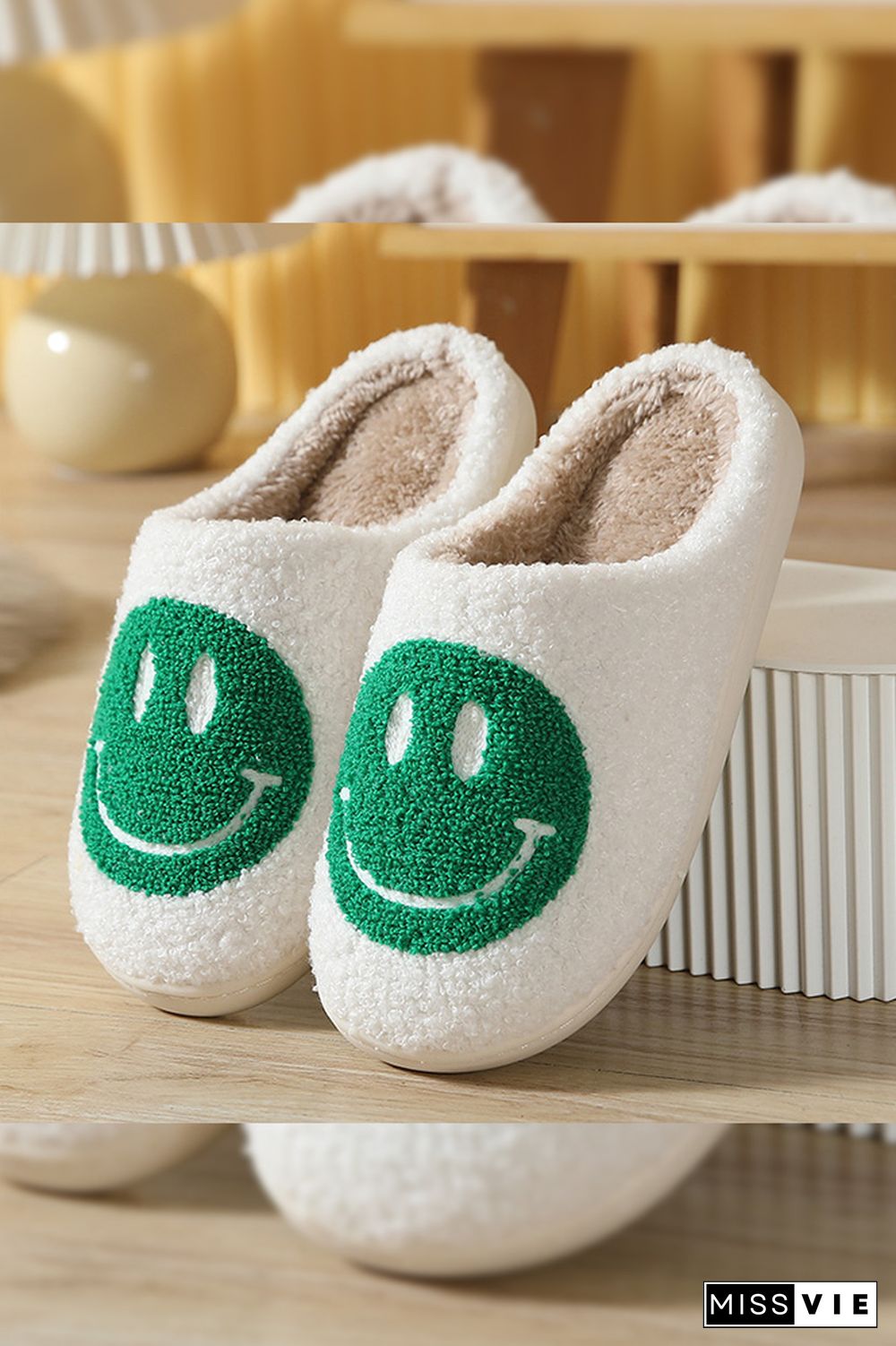 Smile Unisex Fluffy Slippers