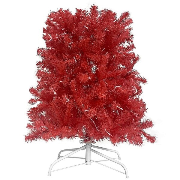 6FT Hinged Fir Artificial Santa Hat Christmas Tree with 300 LED Lights