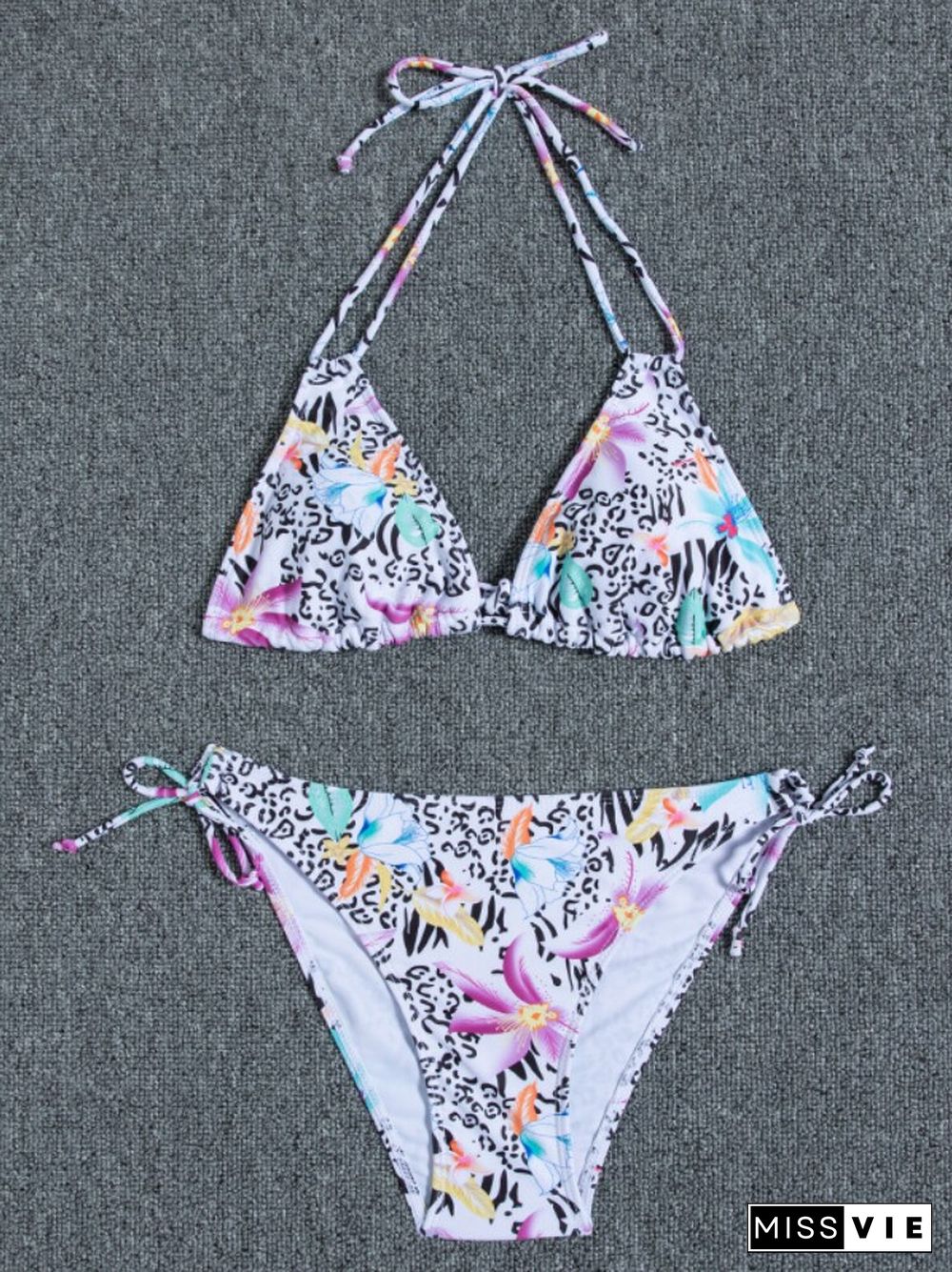 New Multi-color Printed Neck Strap Halter Sexy Split Bikini Swimsuit Ladies 2-piece Swimsuit Swimming Suit For Women Bikini Set