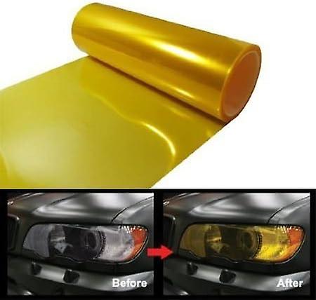 11 X 39 Inches Self Adhesive Headlight， Tail Lights， Fog Lights Tint Vinyl Film (gold)