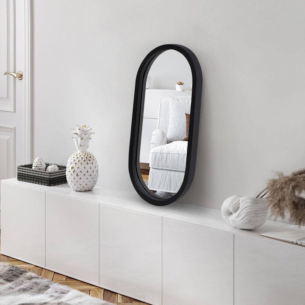 12x24 Black Oval Mirror   Framed Oval Mirror for Bathroom  Living Room  Bedroom   Vertical Mount Oval Wall Mirror