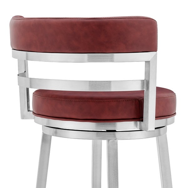 Madrid Modern Swivel Counter/Bar Stool in Faux Leather and Brushed Stainless Steel