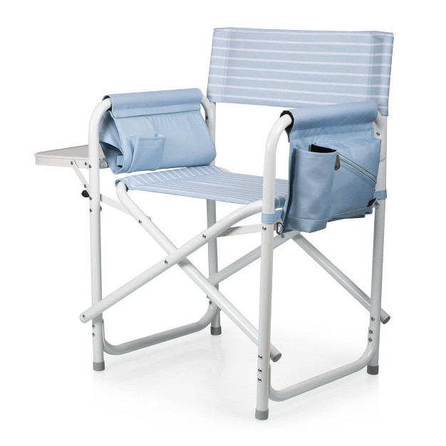 Picnic Time Outdoor Directors Chair Mod Denim Stripes