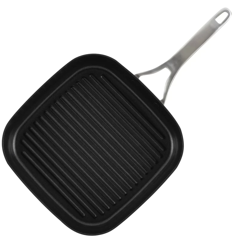 Anolon 81169 Allure Hard Anodized Nonstick Deep Square Griddle Pan/Grill， 11 Inch， Dark Gray