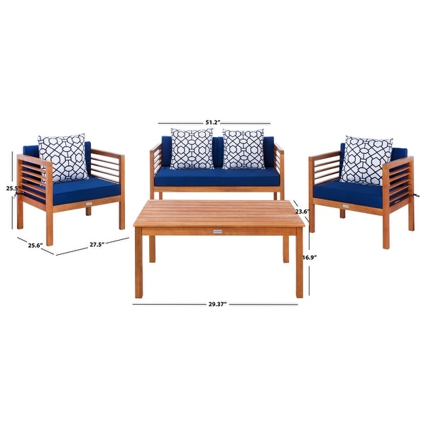 SAFAVIEH Outdoor Living Alda 4piece Set with Accent Pillows