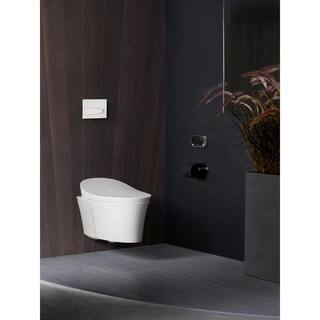 KOHLER Veil 1-Piece 0.8 or 1.6 GPF Dual Flush Elongated Wall-Hung Toilet in White Components Included 5402-0