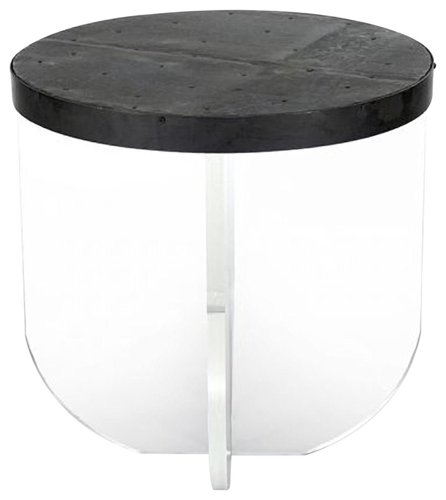 Side Table CAMERON Transparent Ebony Black Galvanized Tin Acrylic   Contemporary   Side Tables And End Tables   by EuroLuxHome  Houzz