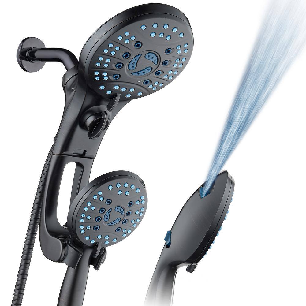 AQUACARE 80-Spray Patterns 2.5 GPM 6 in. Wall Mount Dual Shower Heads and Handheld Shower Head Antimicrobial in Oil Rubbed Bronze 43338