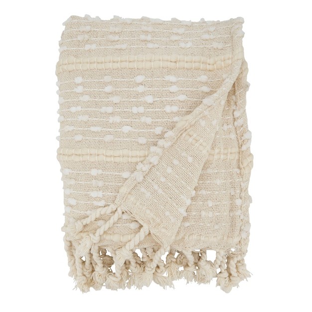 Striped Woven Fringe Throw Blanket Saro Lifestyle